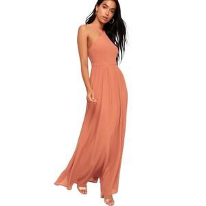 Lulus Air of Romance Rusty Rose Maxi Dress Pink/Coral Size Small
